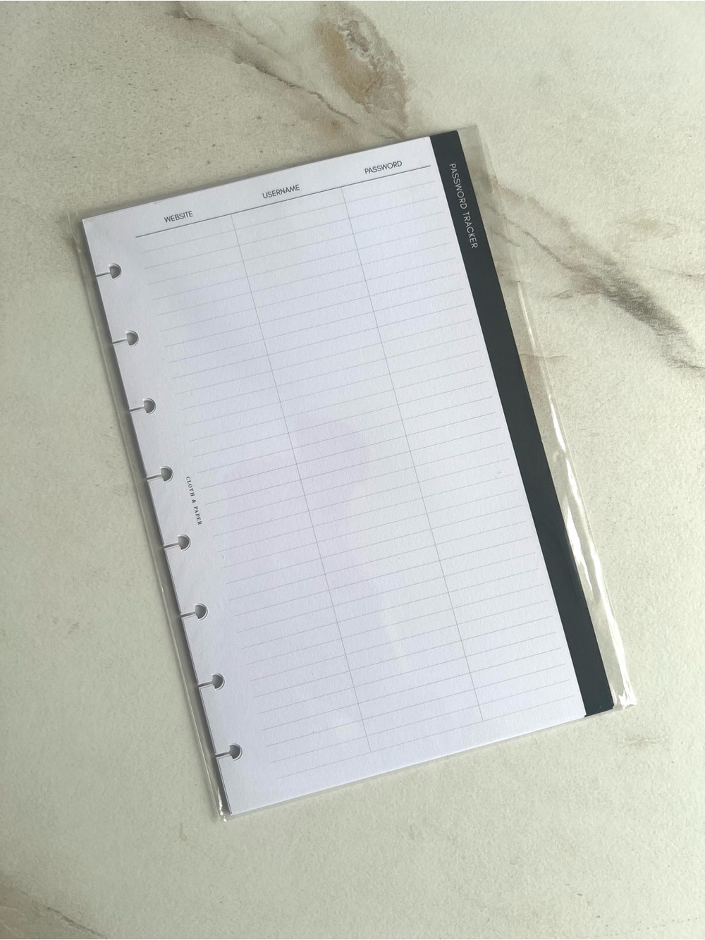 Cloth and paper password tracker half letter inserts - Picture 1 of 1